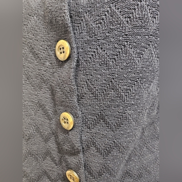 Madewell Short Sleeve Chevron Knit Black Button Up Blouse Large Medium - Picture 4 of 9